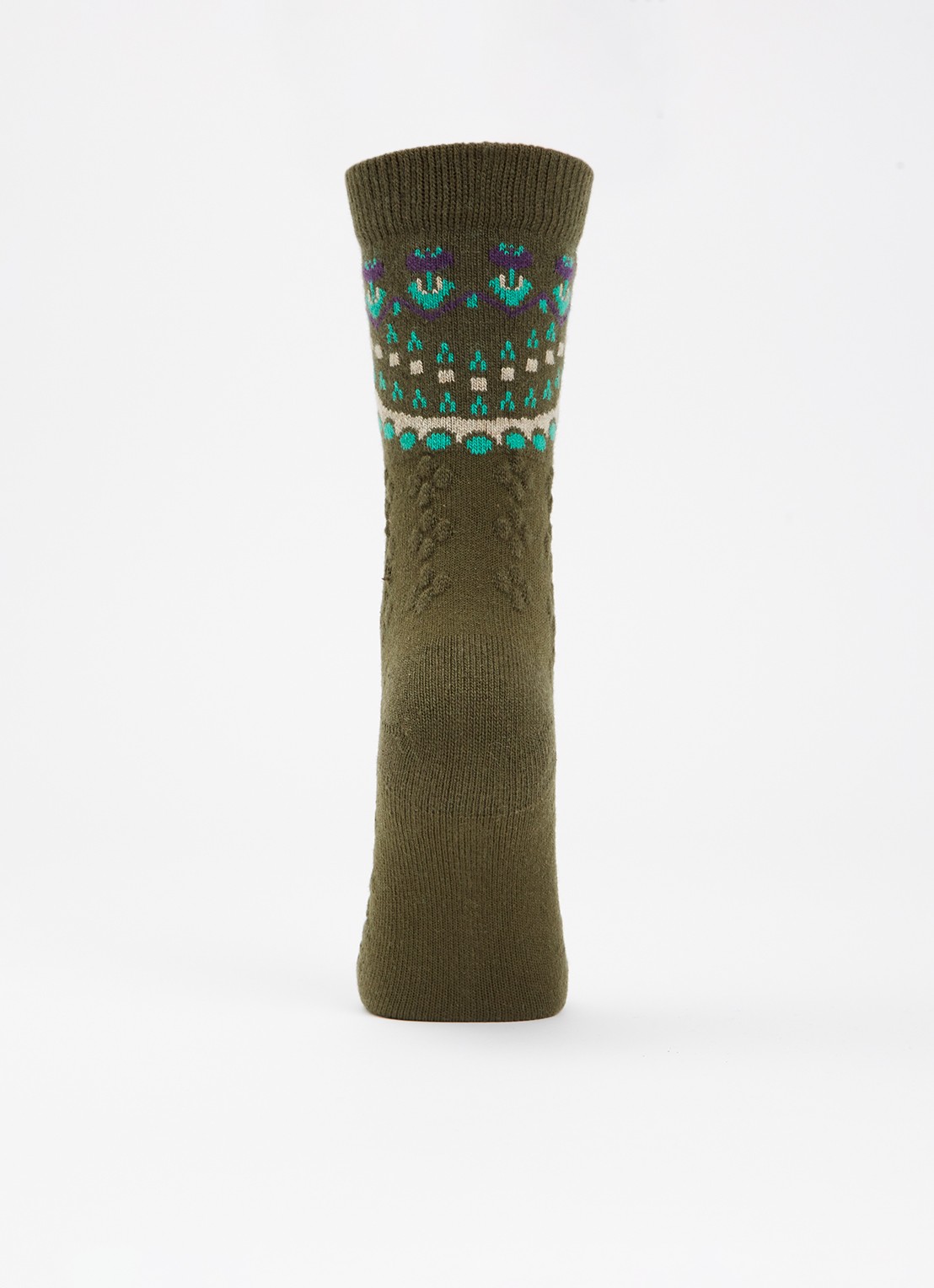 Falke Cosy Wool Special Edition sokken in kasjmierblend - voorkant 3 mosgroen