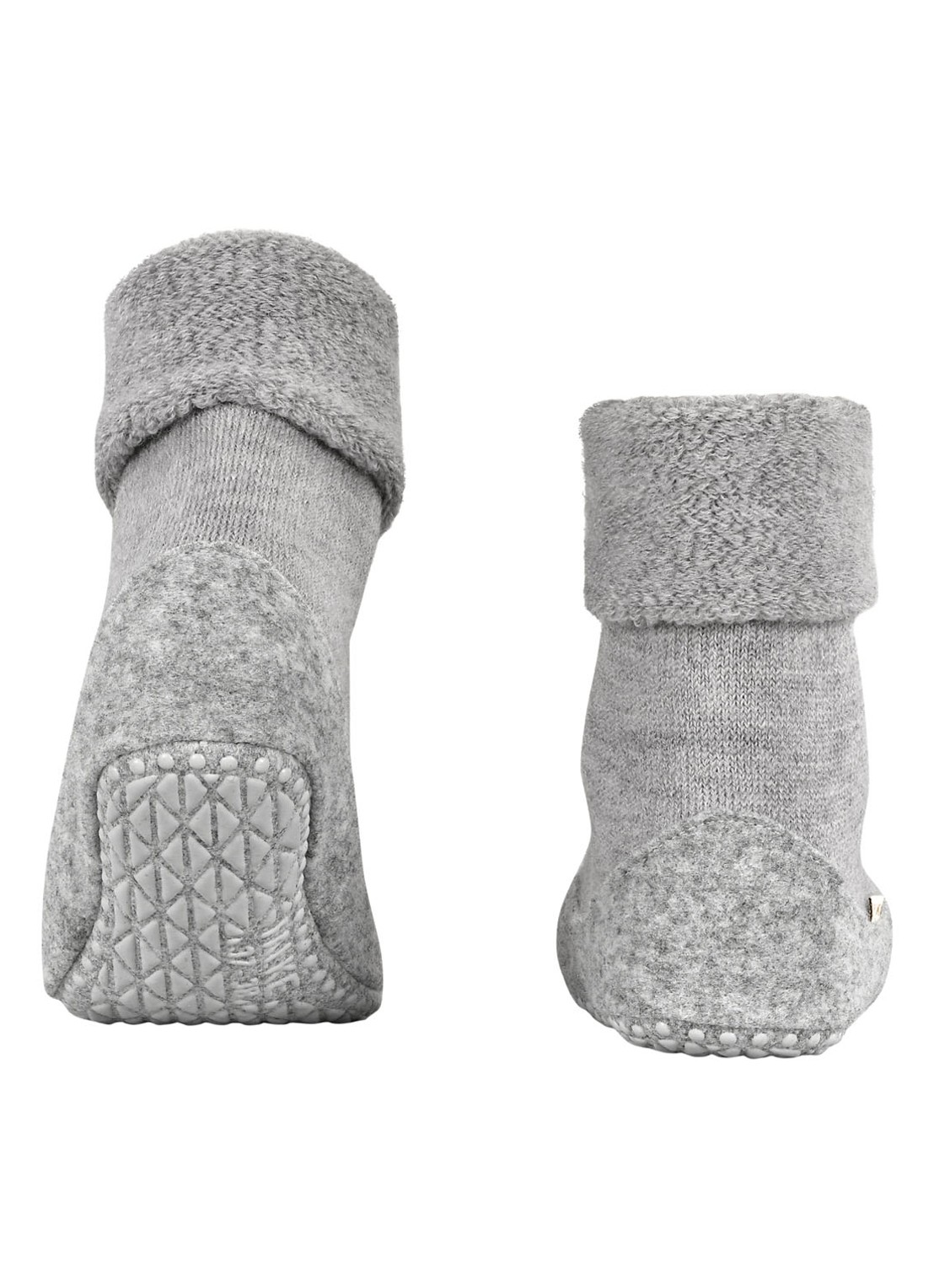 Falke Cosyshoe huissokken in wolblend met anti-slip - detail 3 lichtgrijs