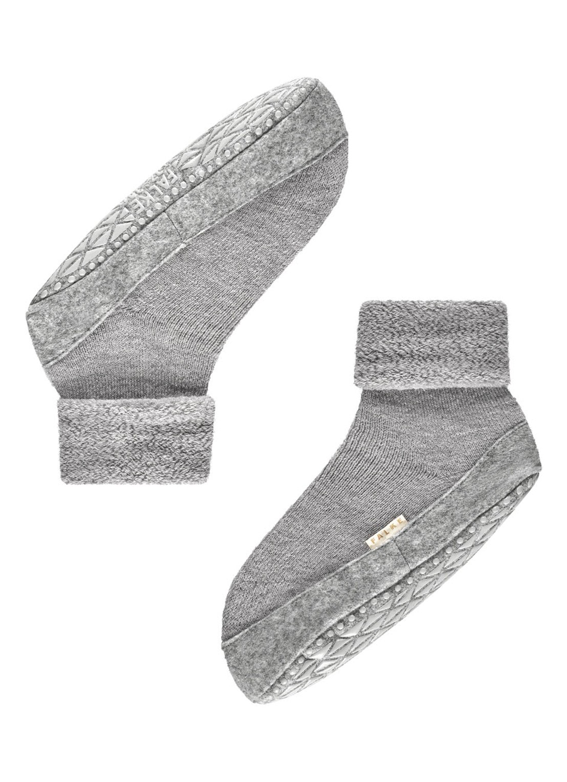 Falke Cosyshoe huissokken in wolblend met anti-slip - detail 4 lichtgrijs