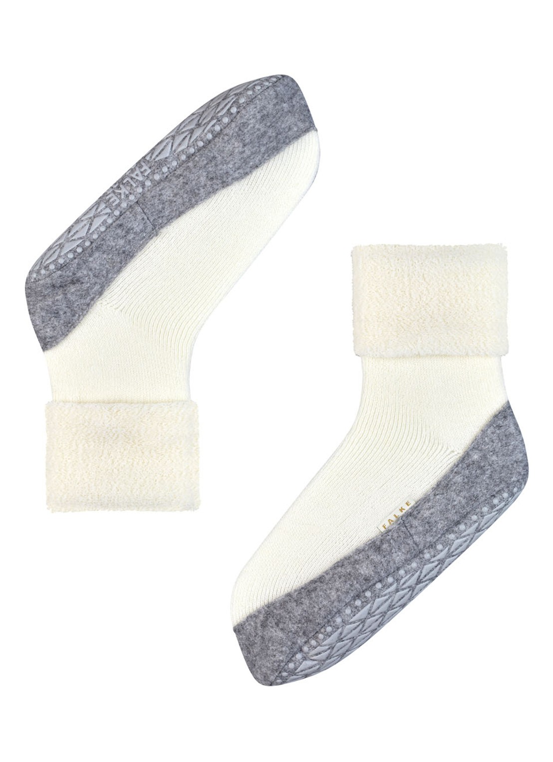 Falke Cosyshoe huissokken in wolblend met anti-slip - detail 4 gebroken wit