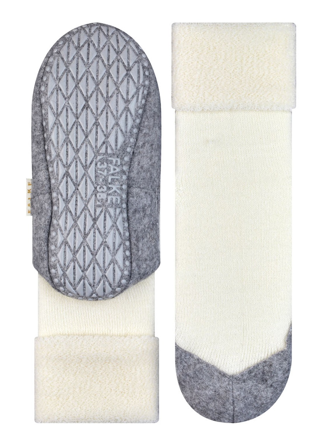 Falke Cosyshoe huissokken in wolblend met anti-slip - detail 5 gebroken wit