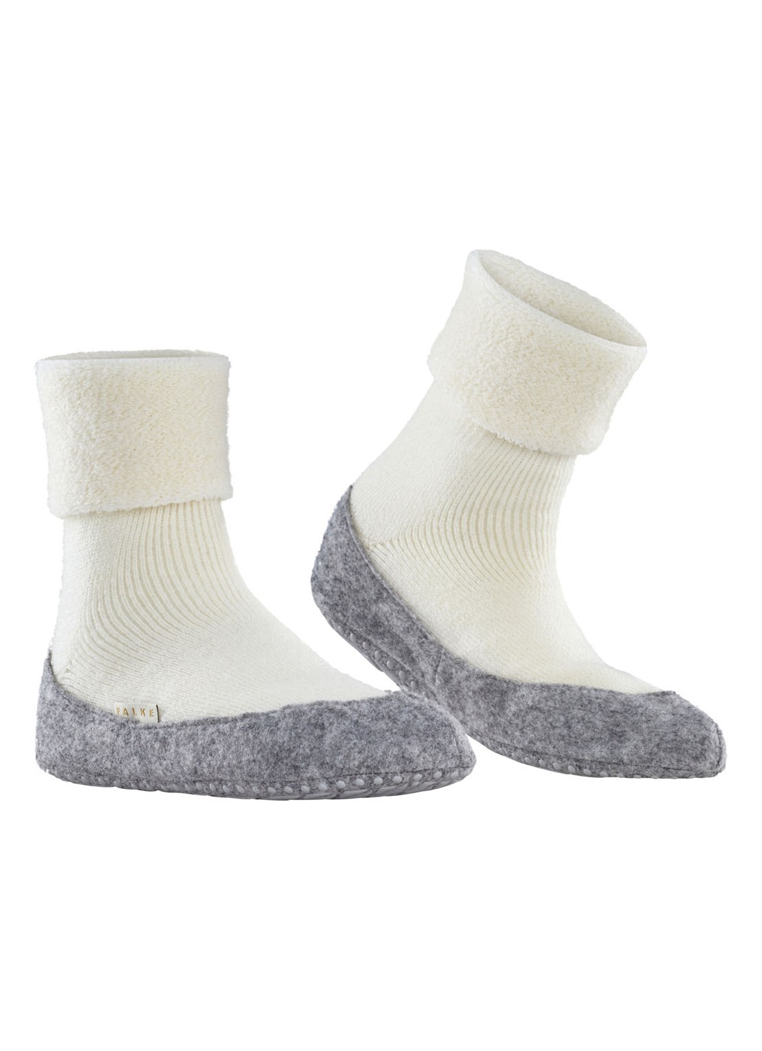 Falke Cosyshoe huissokken in wolblend met anti-slip - voorkant 2 gebroken wit