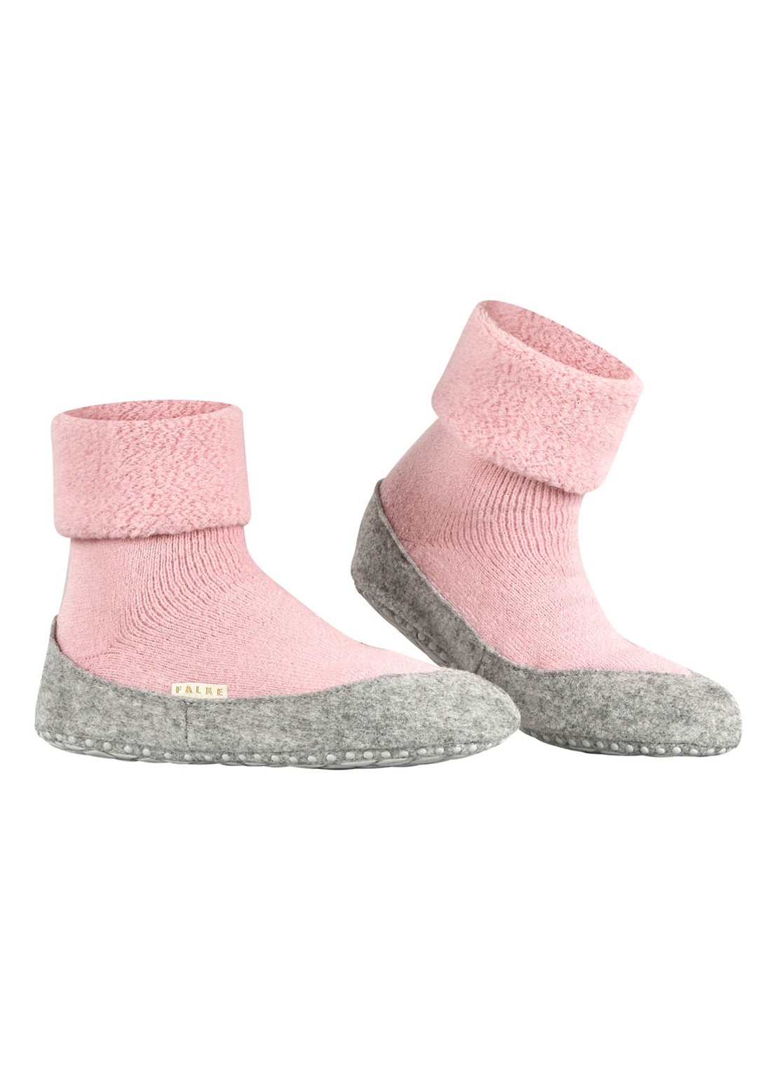 Falke Cosyshoe huissokken in wolblend met anti-slip - voorkant 2 roze
