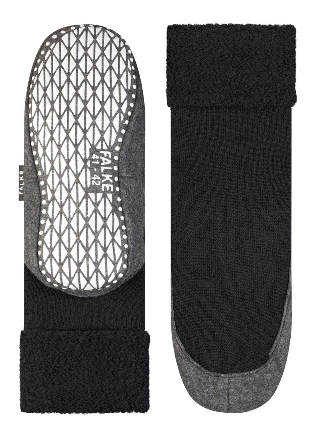 Falke Cosyshoe pantoffel in wolblend met anti-slip - detail 5 zwart