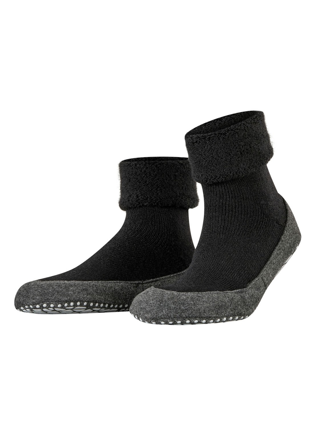 Falke Cosyshoe pantoffel in wolblend met anti-slip - voorkant zwart