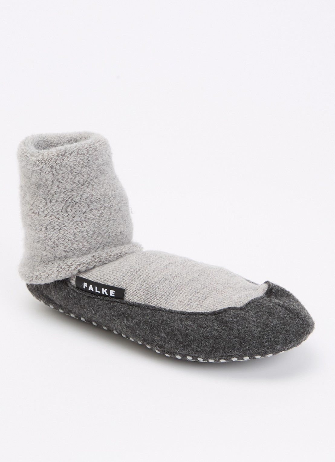 Falke Cosyshoe pantoffel in wolblend met anti-slip - voorkant lichtgrijs