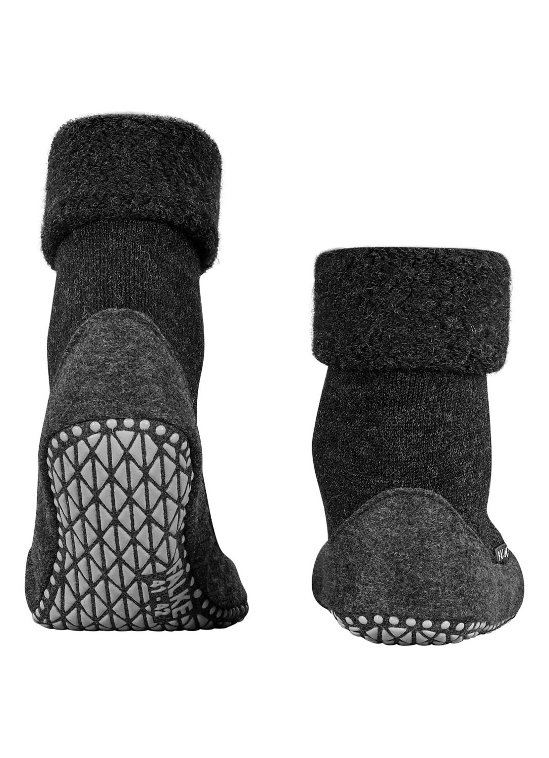 Falke Cosyshoe pantoffel in wolblend met anti-slip - detail antraciet