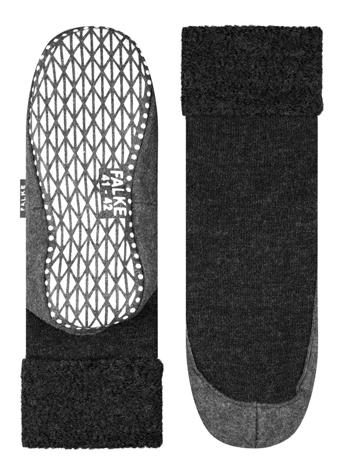 Falke Cosyshoe pantoffel in wolblend met anti-slip - detail 3 antraciet