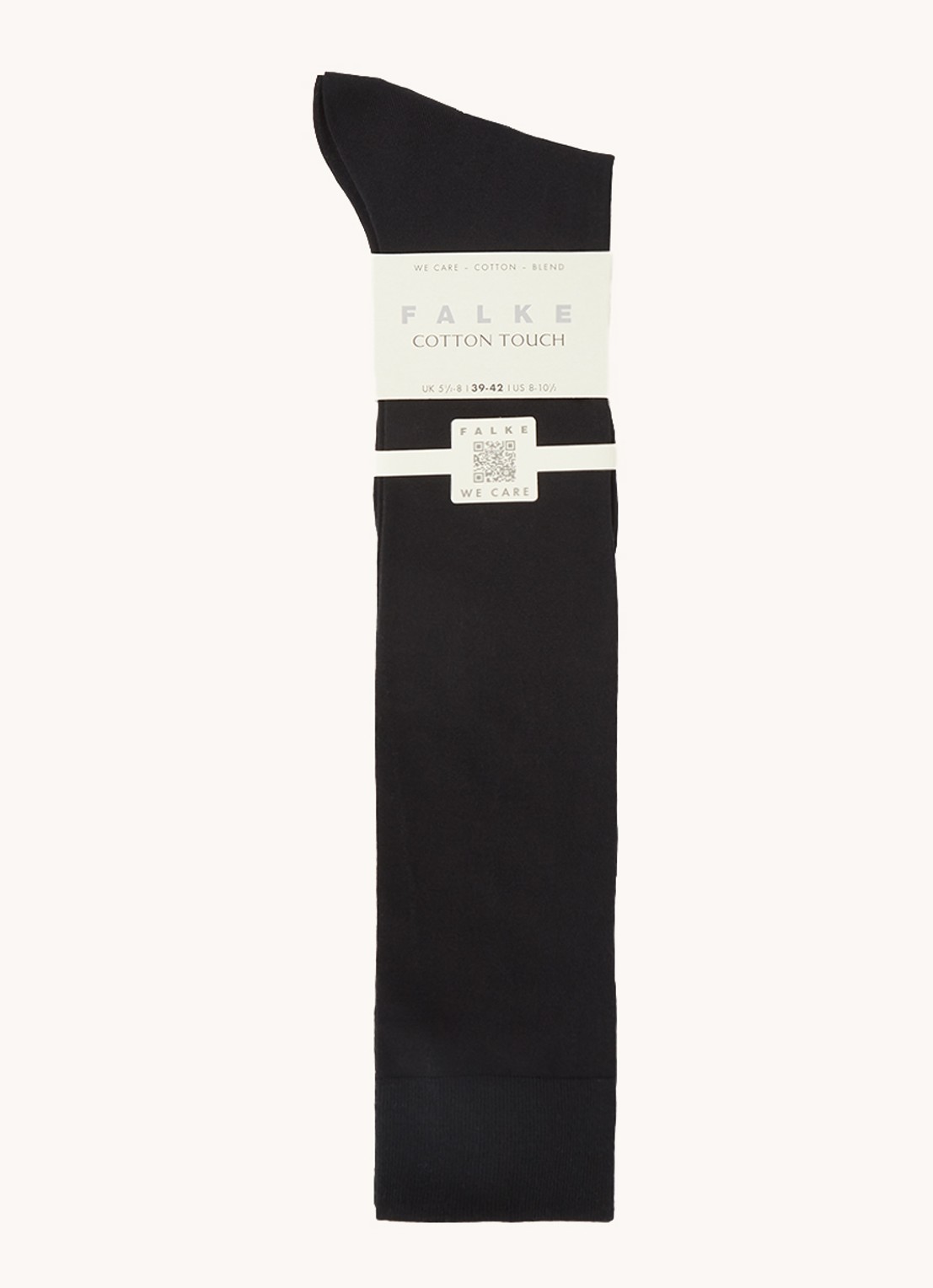 Falke Cotton Touch kniekousen in katoenblend - voorkant zwart