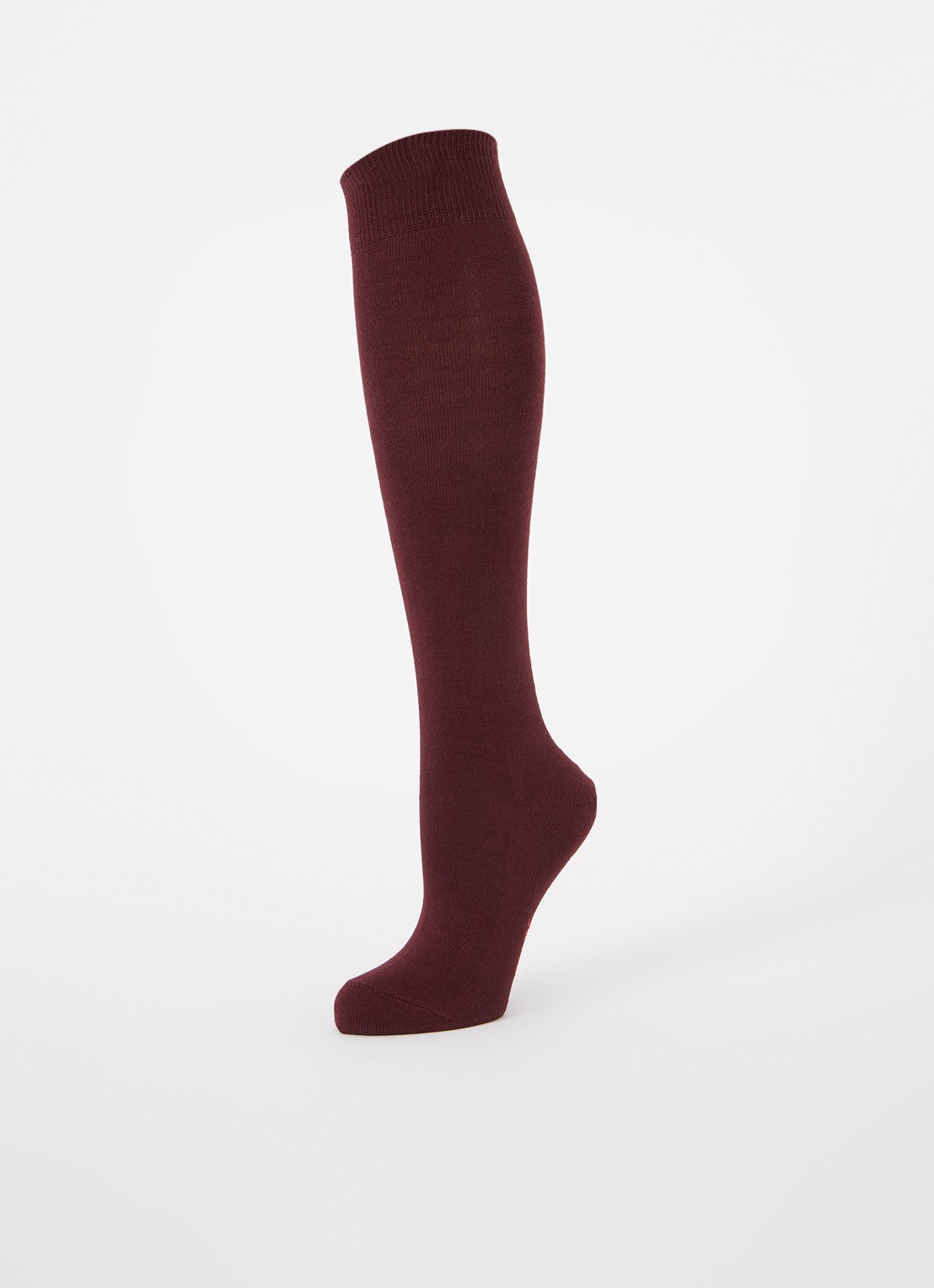Falke Cotton Touch kniekousen in katoenblend - detail bordeauxrood