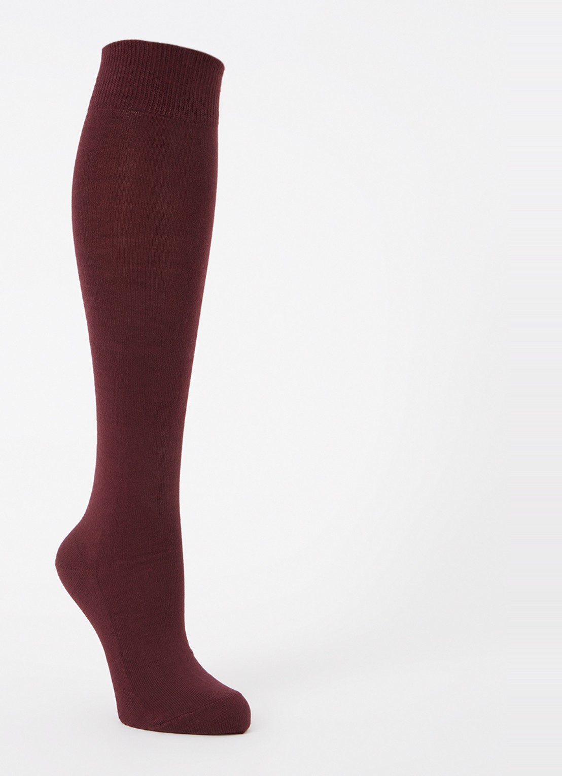 Falke Cotton Touch kniekousen in katoenblend - voorkant 2 bordeauxrood