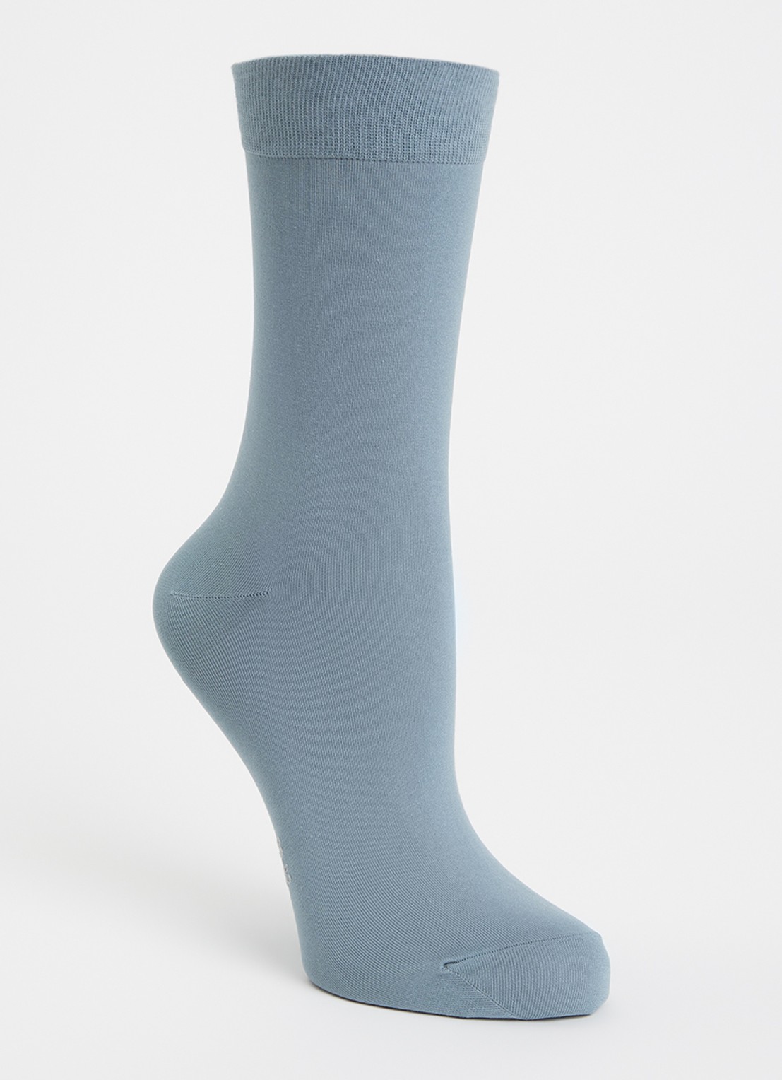 Falke Cotton Touch sokken met logo  - voorkant blauwgrijs