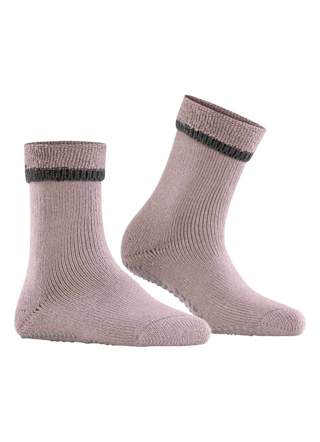 Falke Cuddle Pads sokken in wolblend met anti-slip - voorkant 2 taupe
