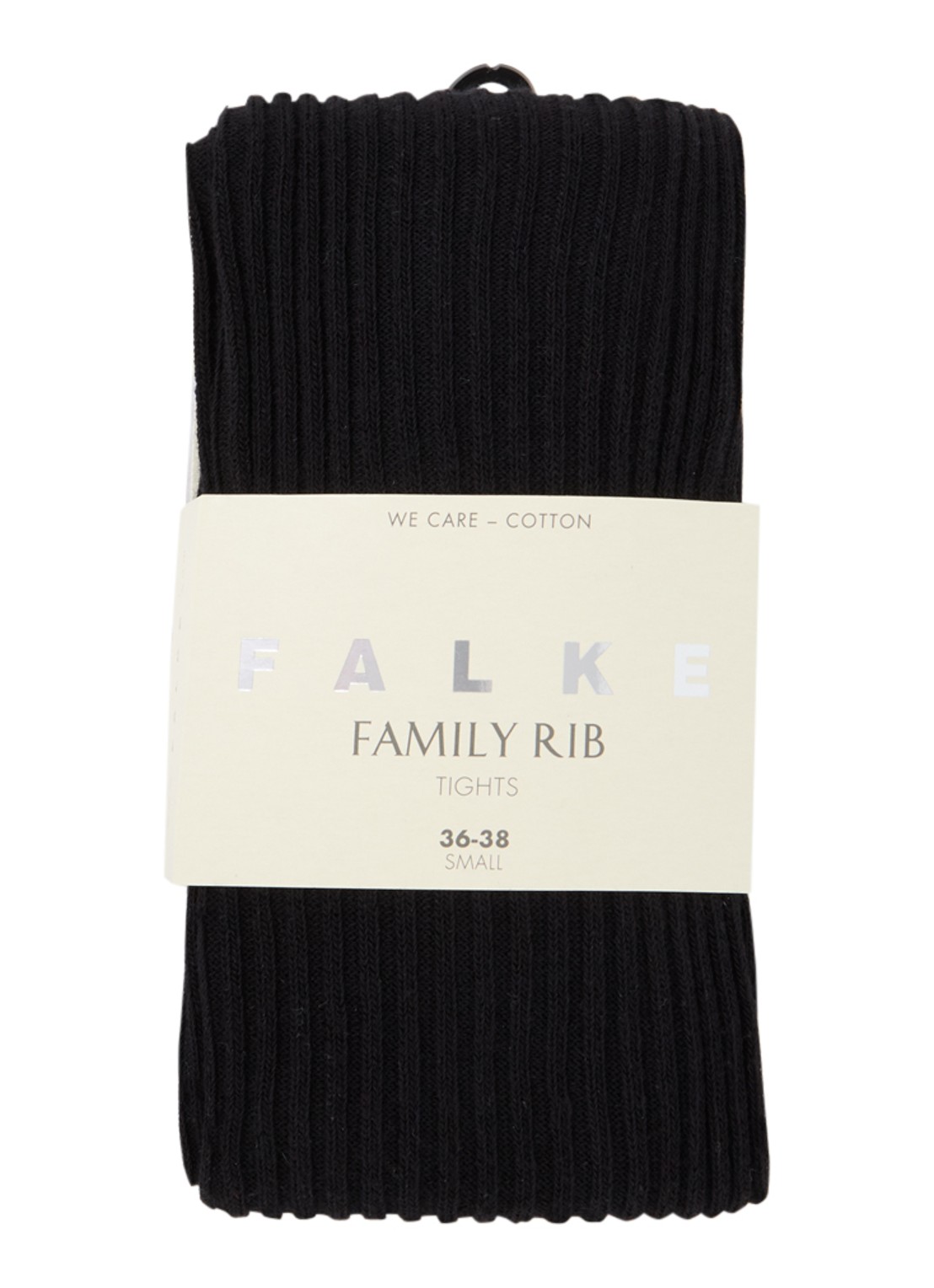 Falke Family ribgebreide maillot van katoen - voorkant zwart