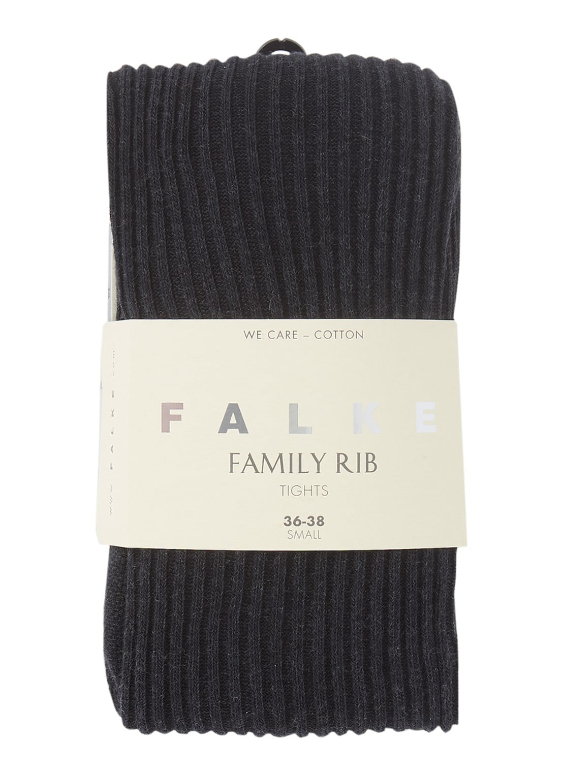 Falke Family ribgebreide maillot van katoen - voorkant antraciet