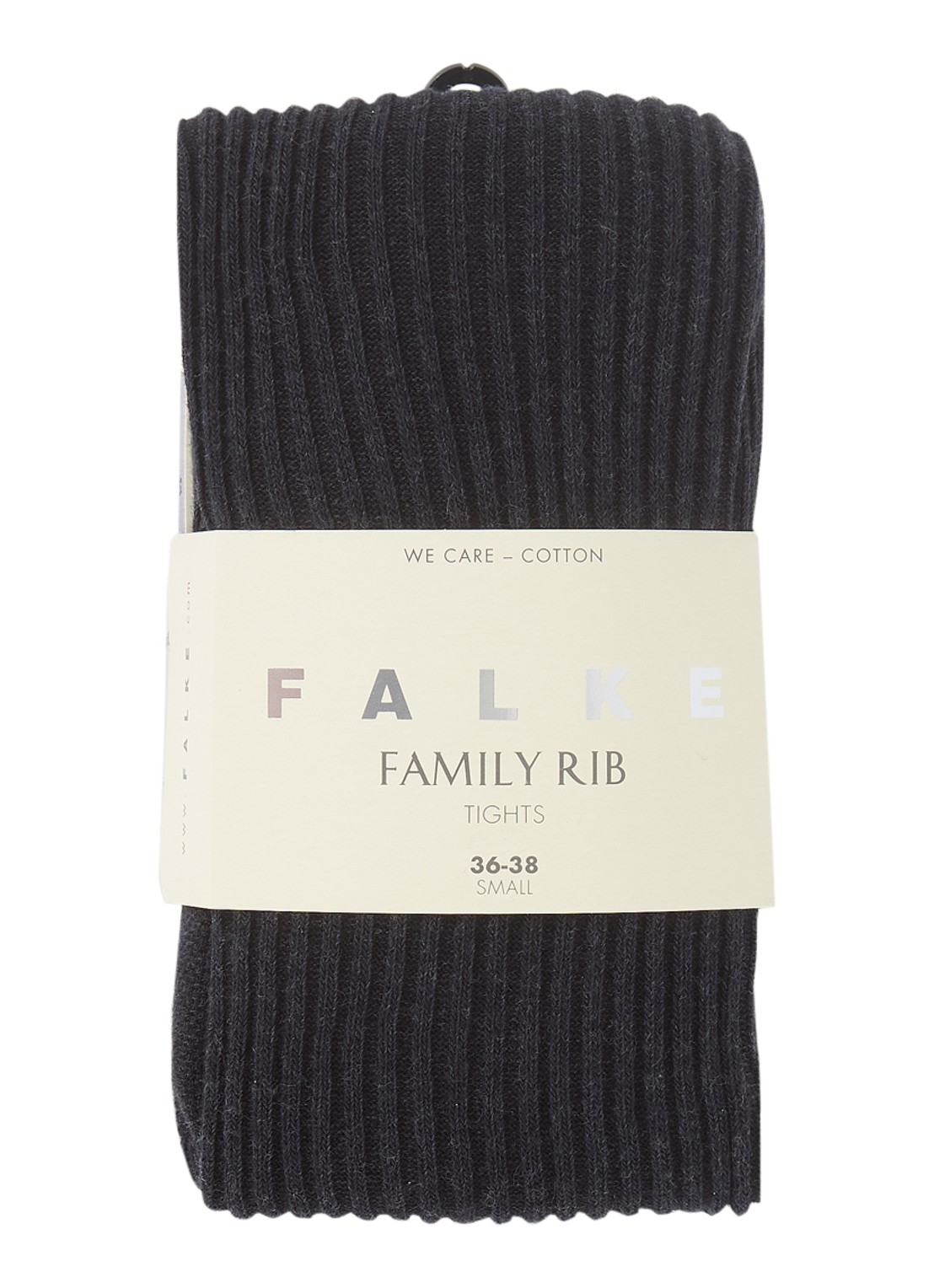 Falke Family ribgebreide maillot van katoen - voorkant 2 antraciet