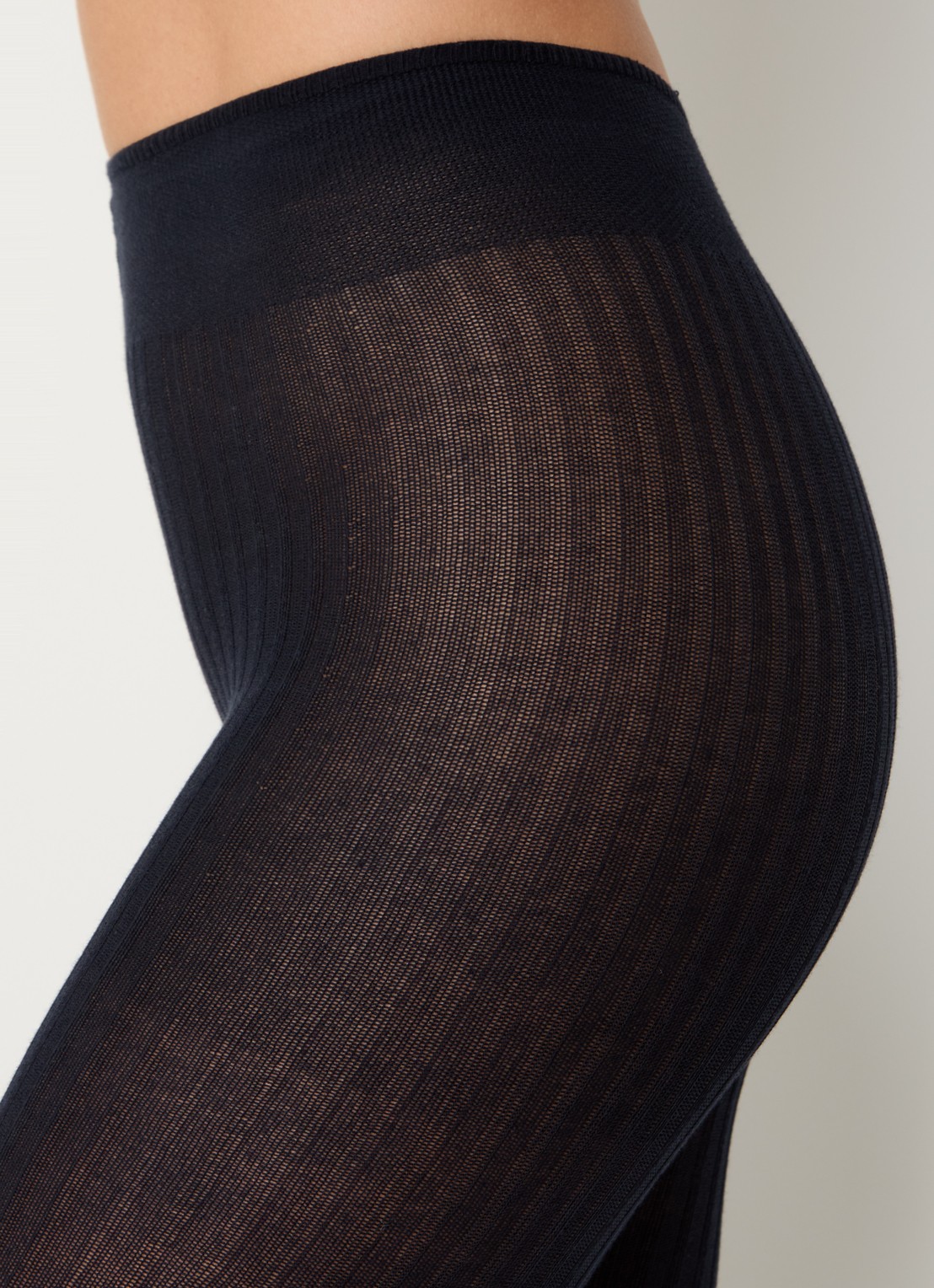 Falke Family ribgebreide maillot van katoen - detail 5 donkerblauw
