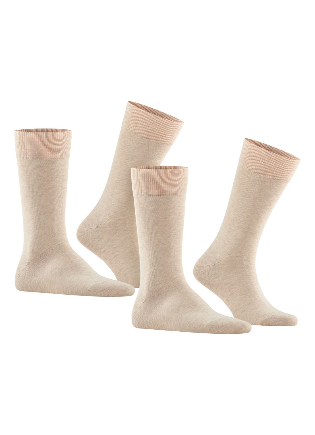 Falke Happy sokken in katoenblend in 2-pack - voorkant 6 beige