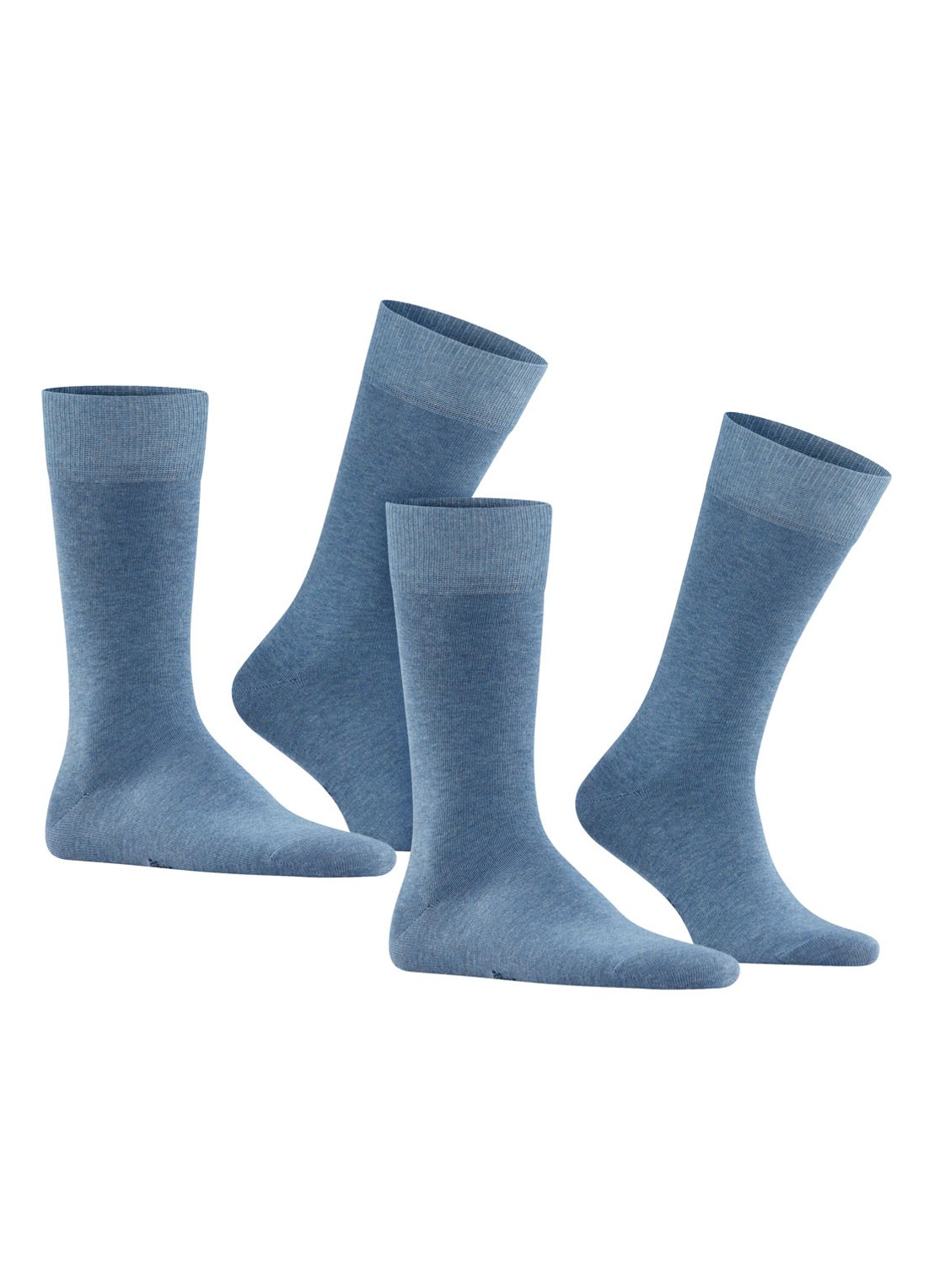 Falke Happy sokken in katoenblend in 2-pack - voorkant 6 middenblauw