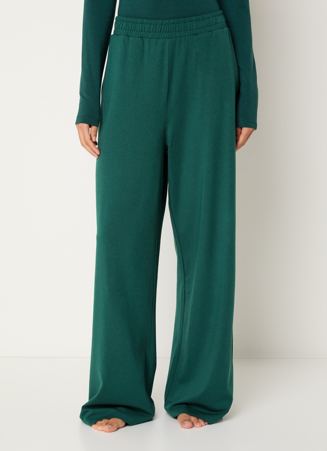 Falke High waist loose fit broek met stretch - detail 3 donkergroen
