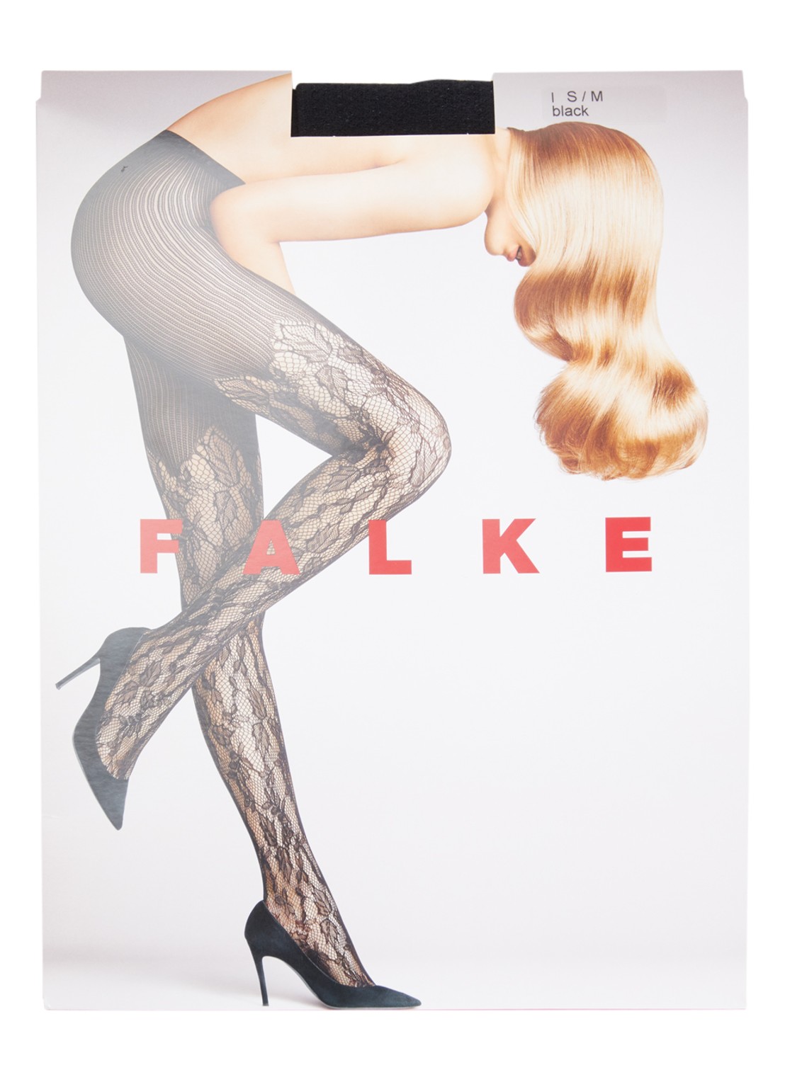 Falke Holy netpanty met opengewerkt dessin - voorkant 2 zwart