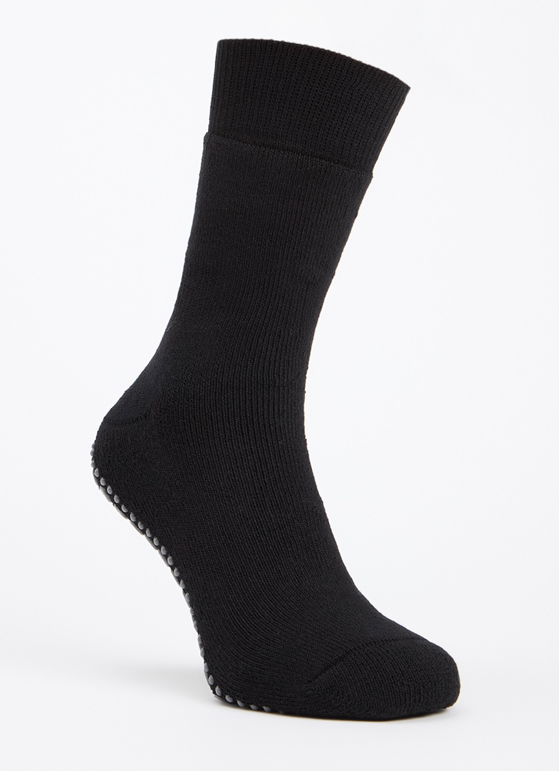 Falke Homepads huissokken in wolblend met anti-slip - voorkant zwart