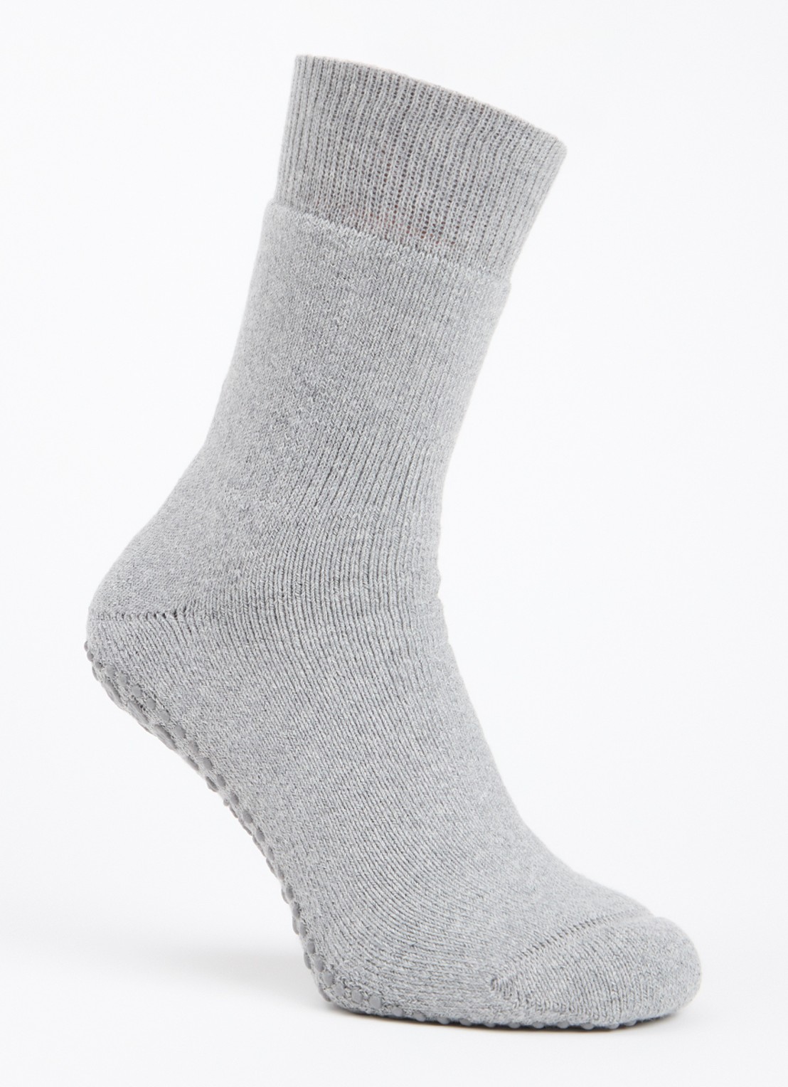 Falke Homepads huissokken in wolblend met anti-slip - voorkant grijs