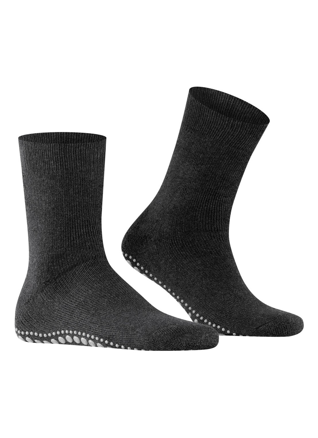 Falke Homepads huissokken in wolblend met anti-slip - voorkant 2 antraciet