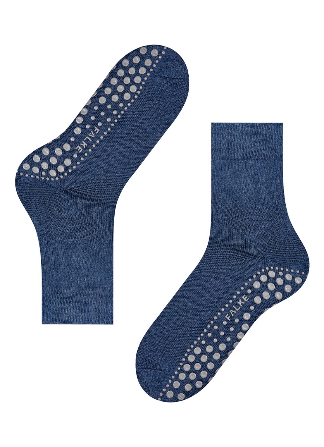 Falke Homepads huissokken in wolblend met anti-slip - detail 4 blauw