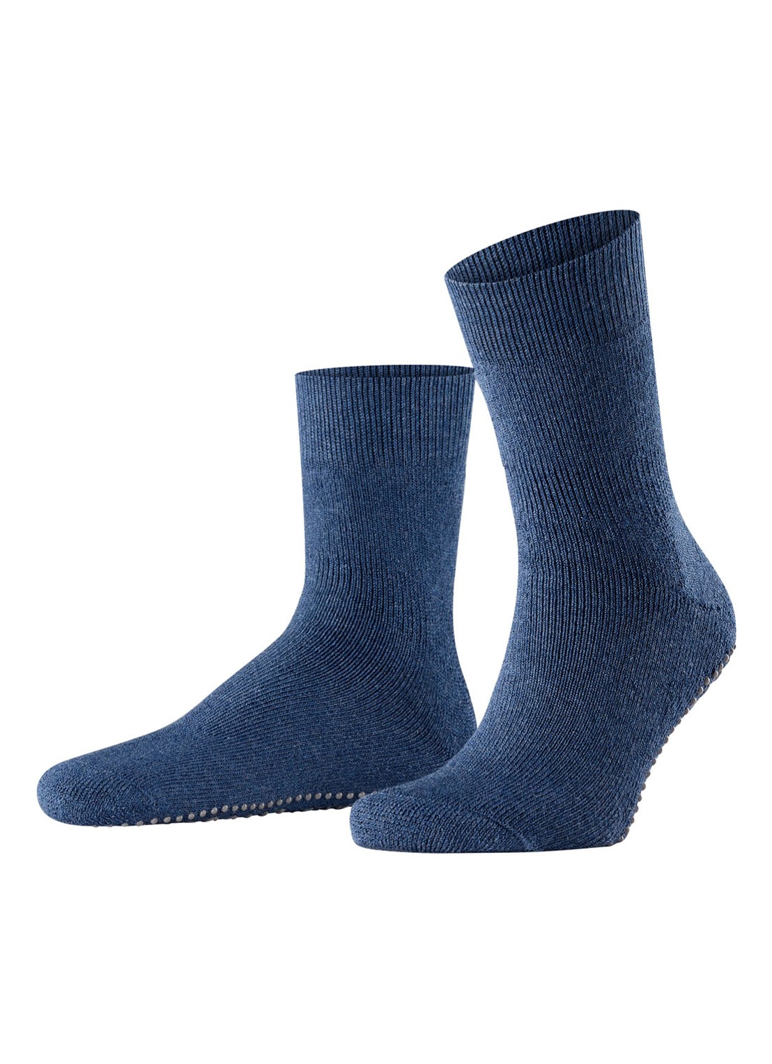 Falke Homepads huissokken in wolblend met anti-slip - voorkant blauw