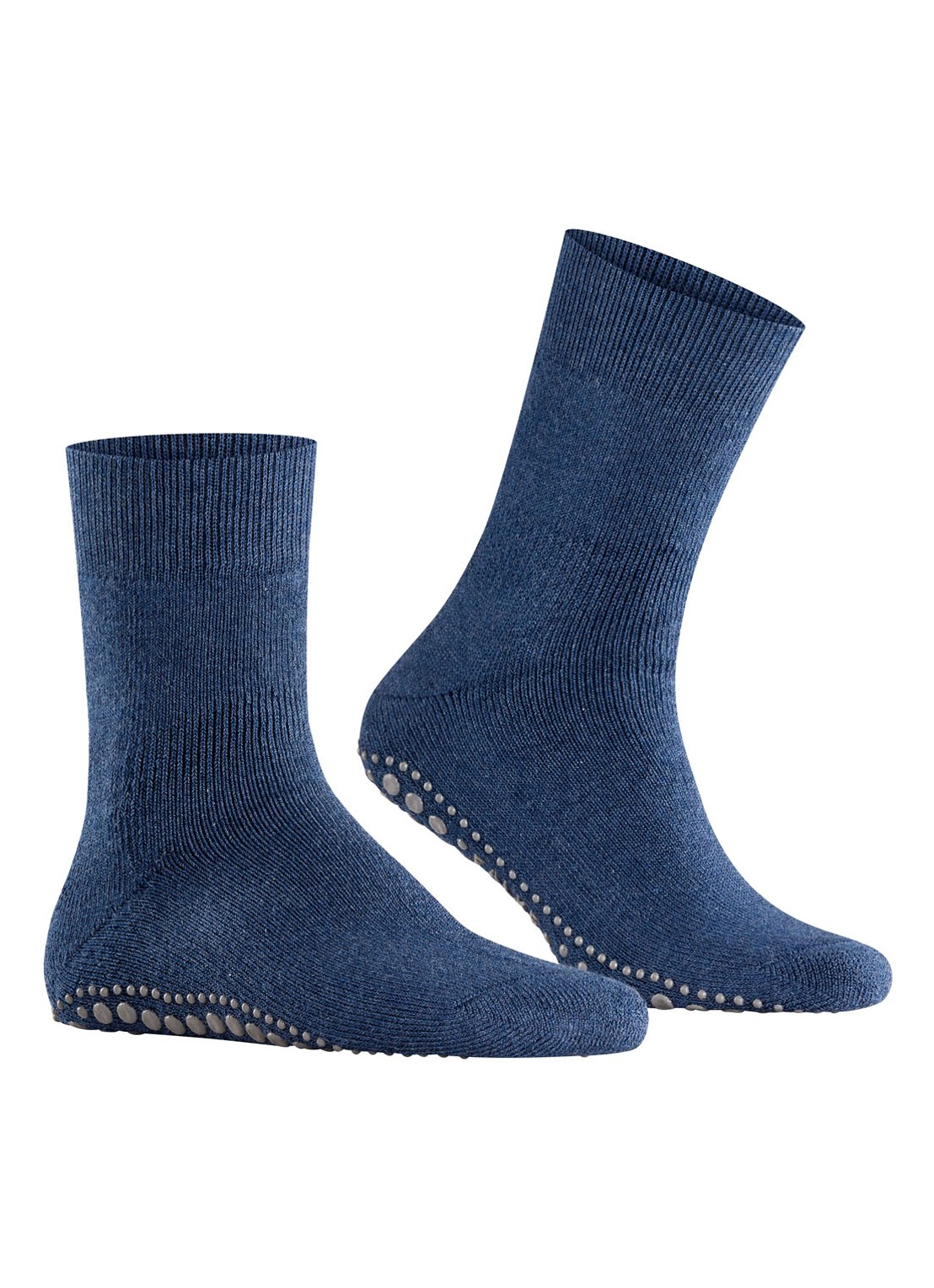 Falke Homepads huissokken in wolblend met anti-slip - voorkant 2 blauw