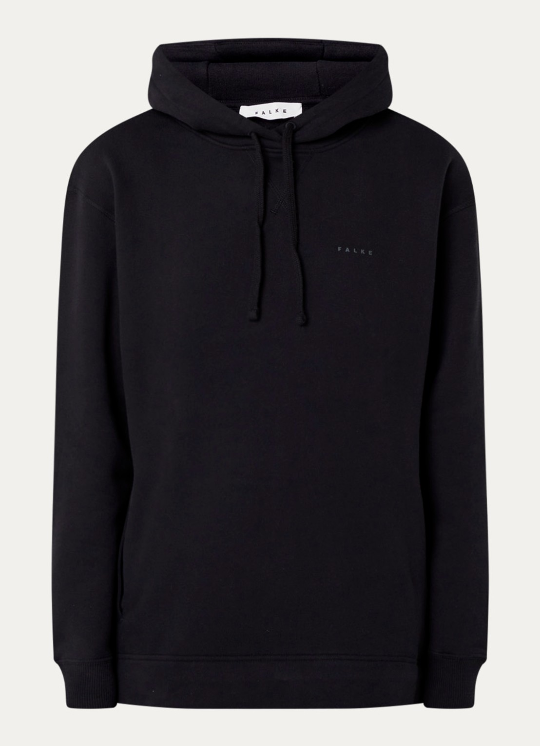 Falke Hoodie met logoprint - voorkant zwart