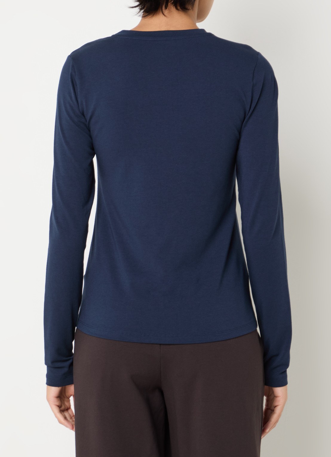 Falke Leisure longsleeve met ronde hals - achterkant 4 donkerblauw