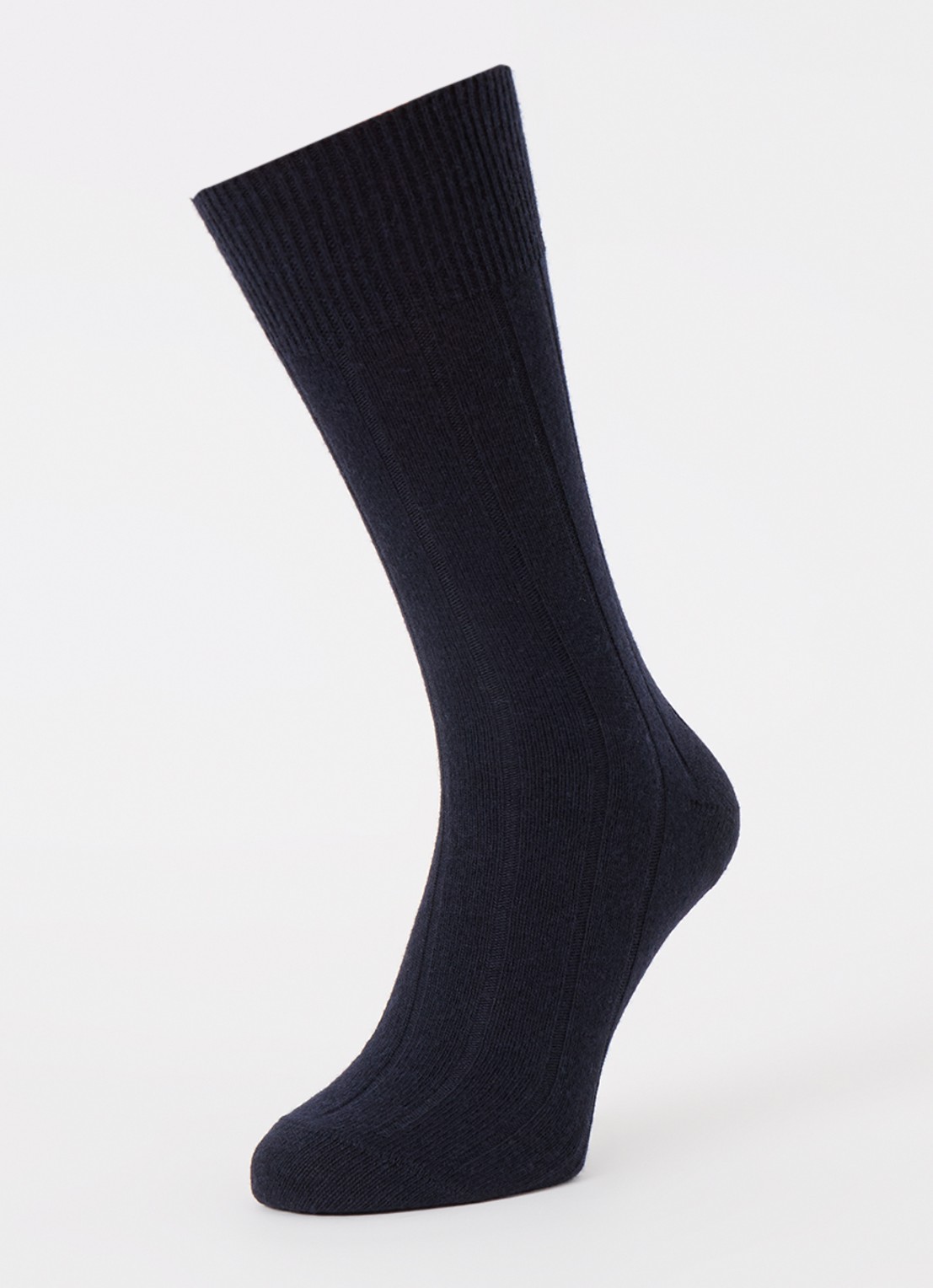 Falke Lhasa Rib sokken in kasjmierblend - detail donkerblauw