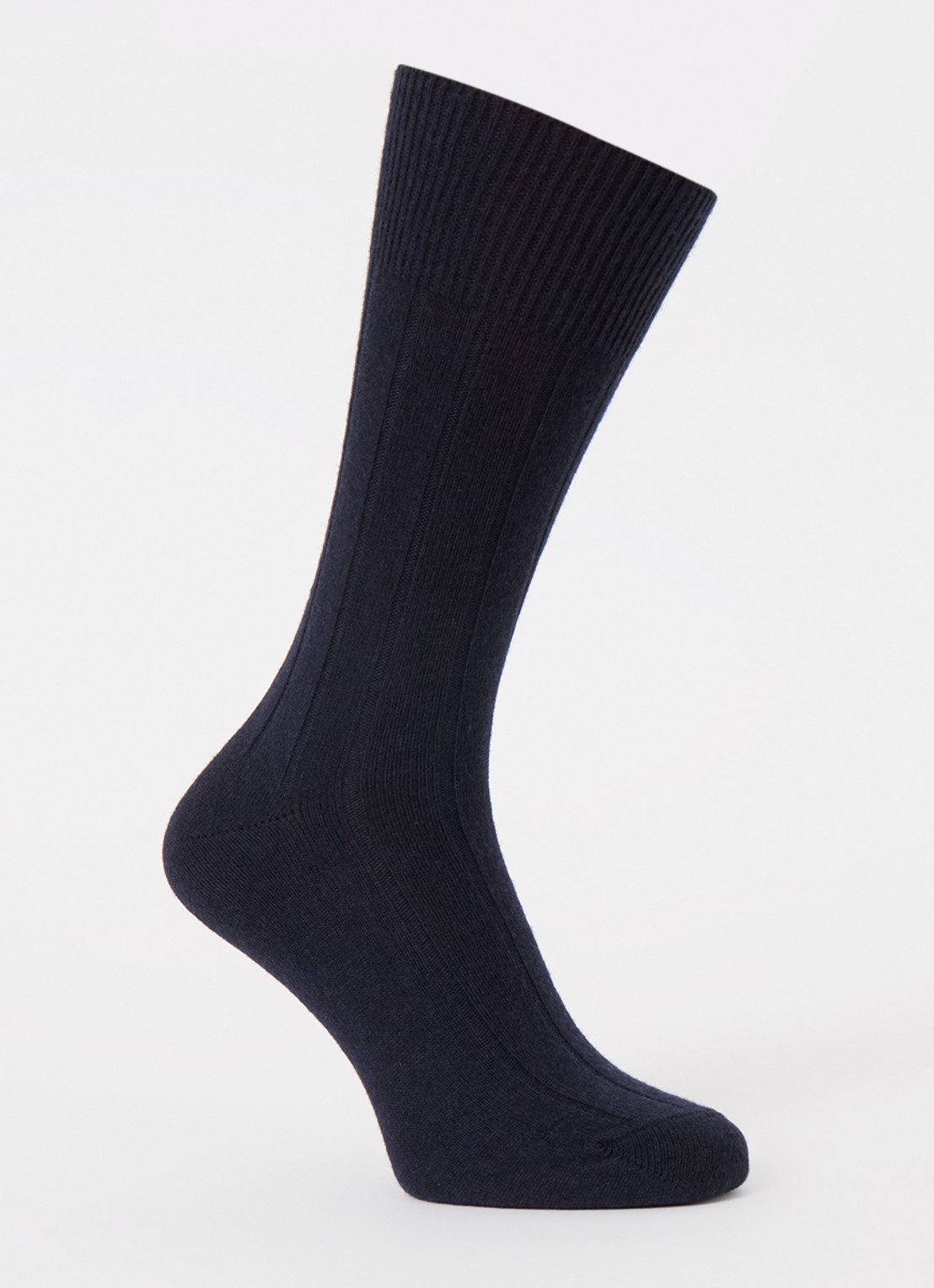 Falke Lhasa Rib sokken in kasjmierblend - voorkant 2 donkerblauw