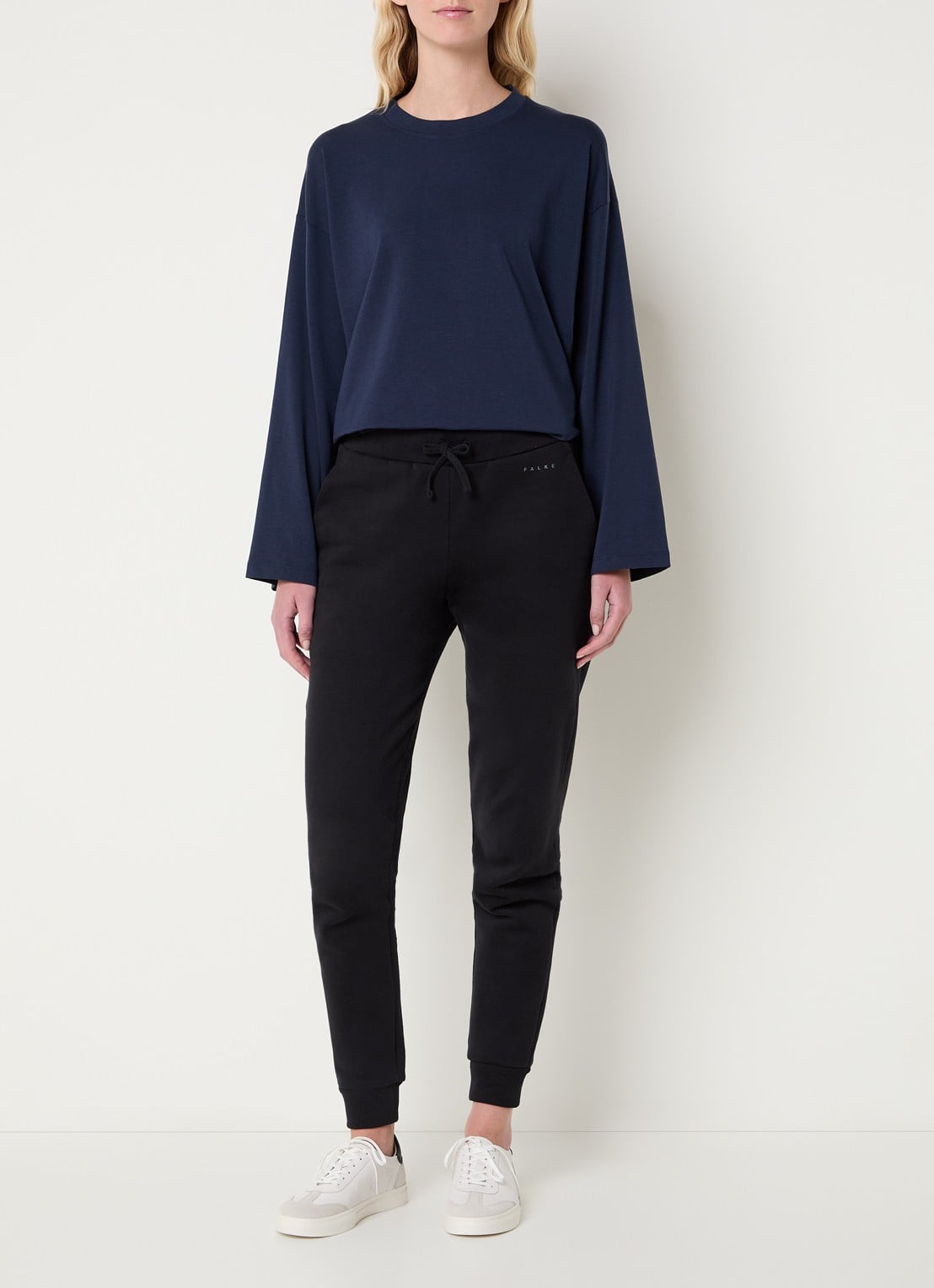 Falke Longsleeve met ronde hals - voorkant 2 donkerblauw