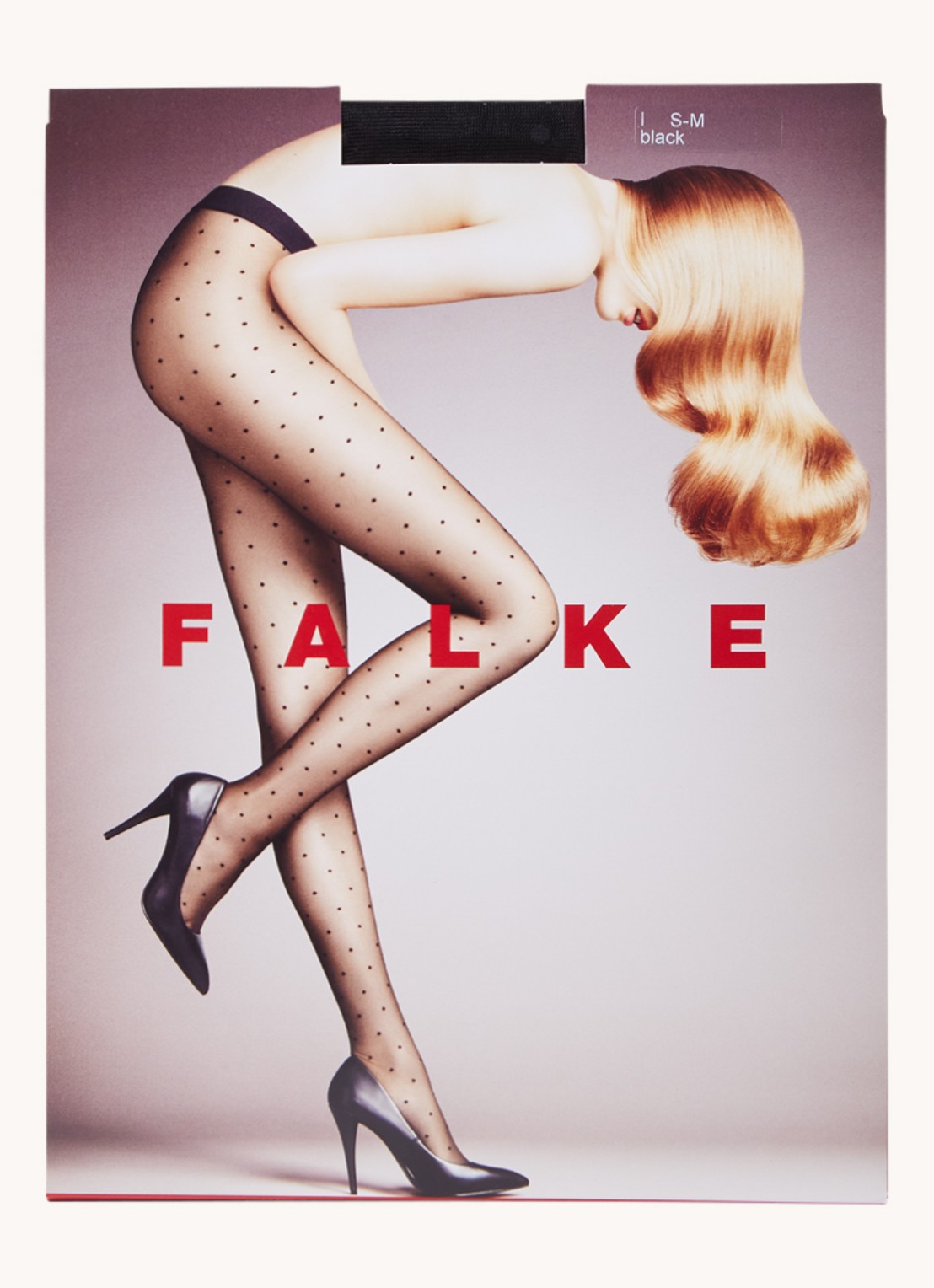 Falke Panty met stippenprint in 15 denier - voorkant zwart