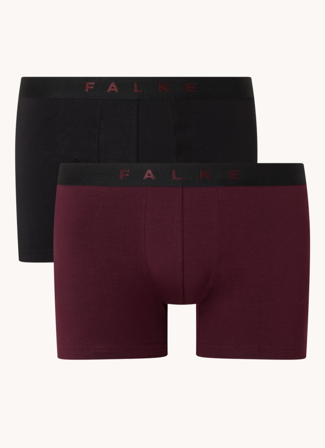 Falke Scarlet boxershorts met logoband in 2-pack - voorkant 2 aubergine