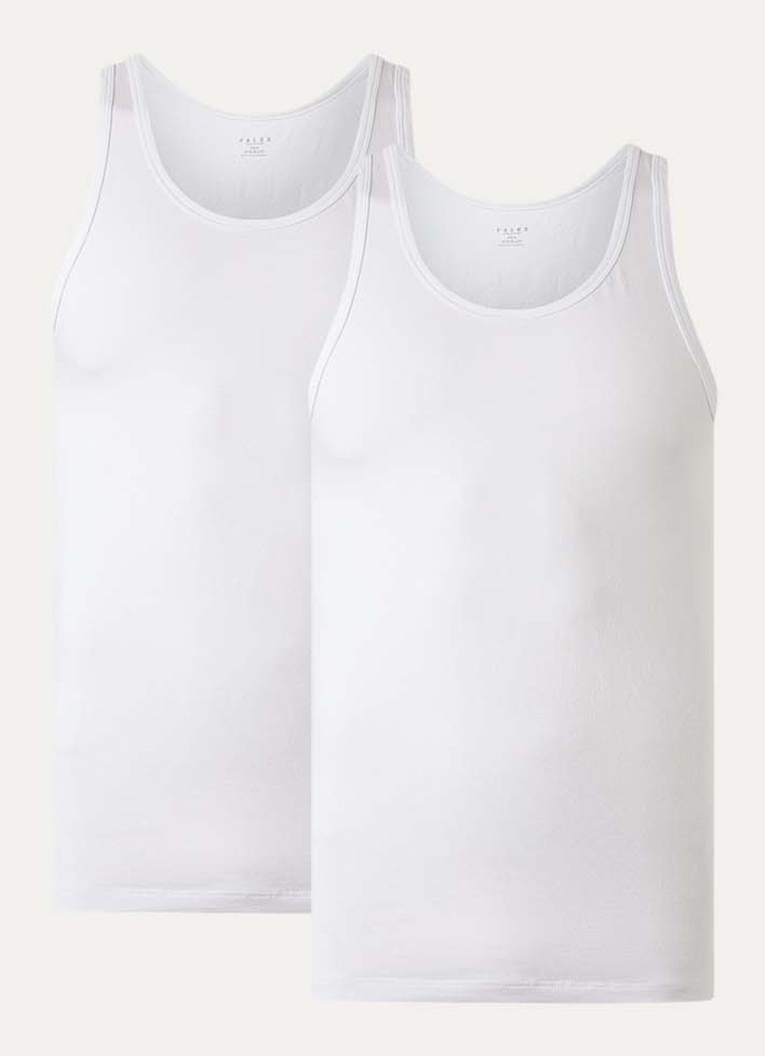 Falke Singlet van katoen in 2-pack - voorkant wit