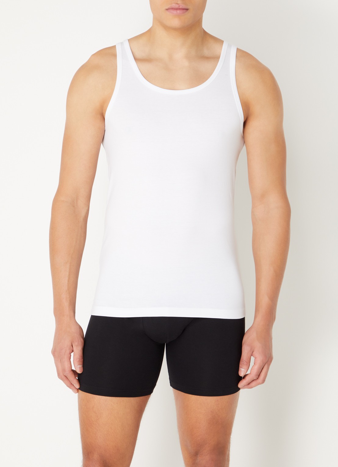 Falke Singlet van katoen in 2-pack - voorkant 2 wit