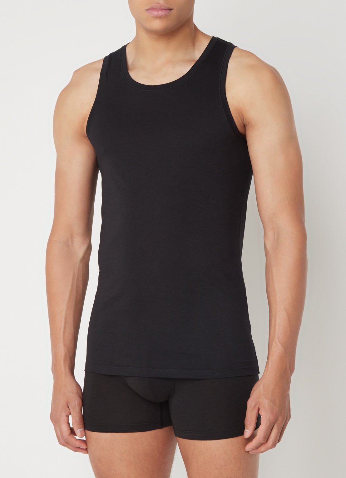 Falke Singlet van  katoen - detail zwart