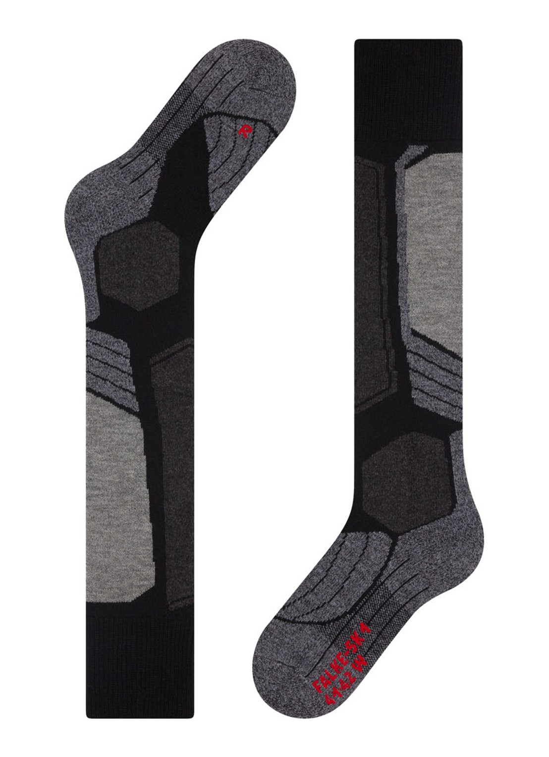 Falke SK1 skisokken in wolblend - detail 4 zwart