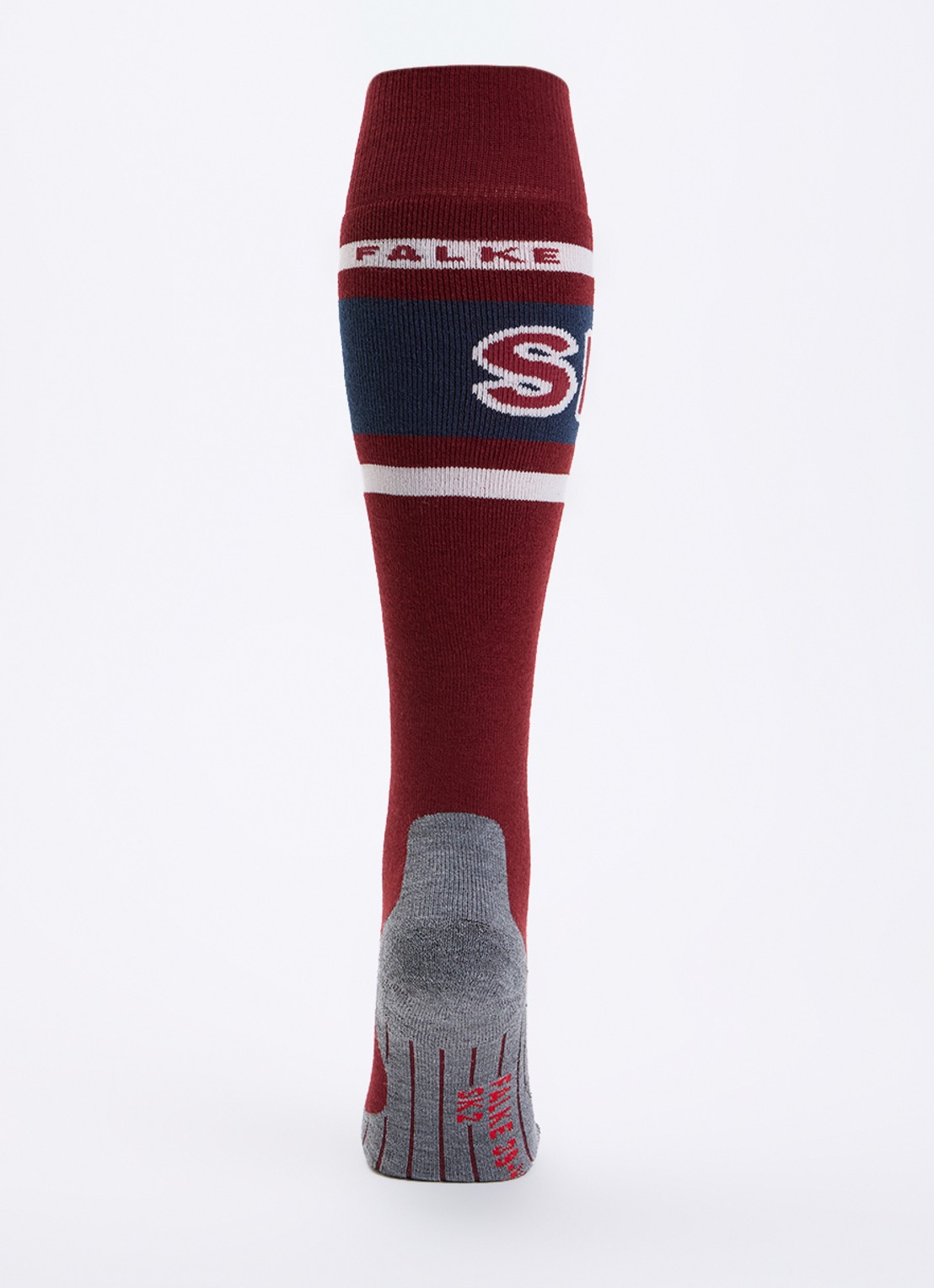 Falke SK2 skisokken in wolblend - voorkant 2 donkerrood