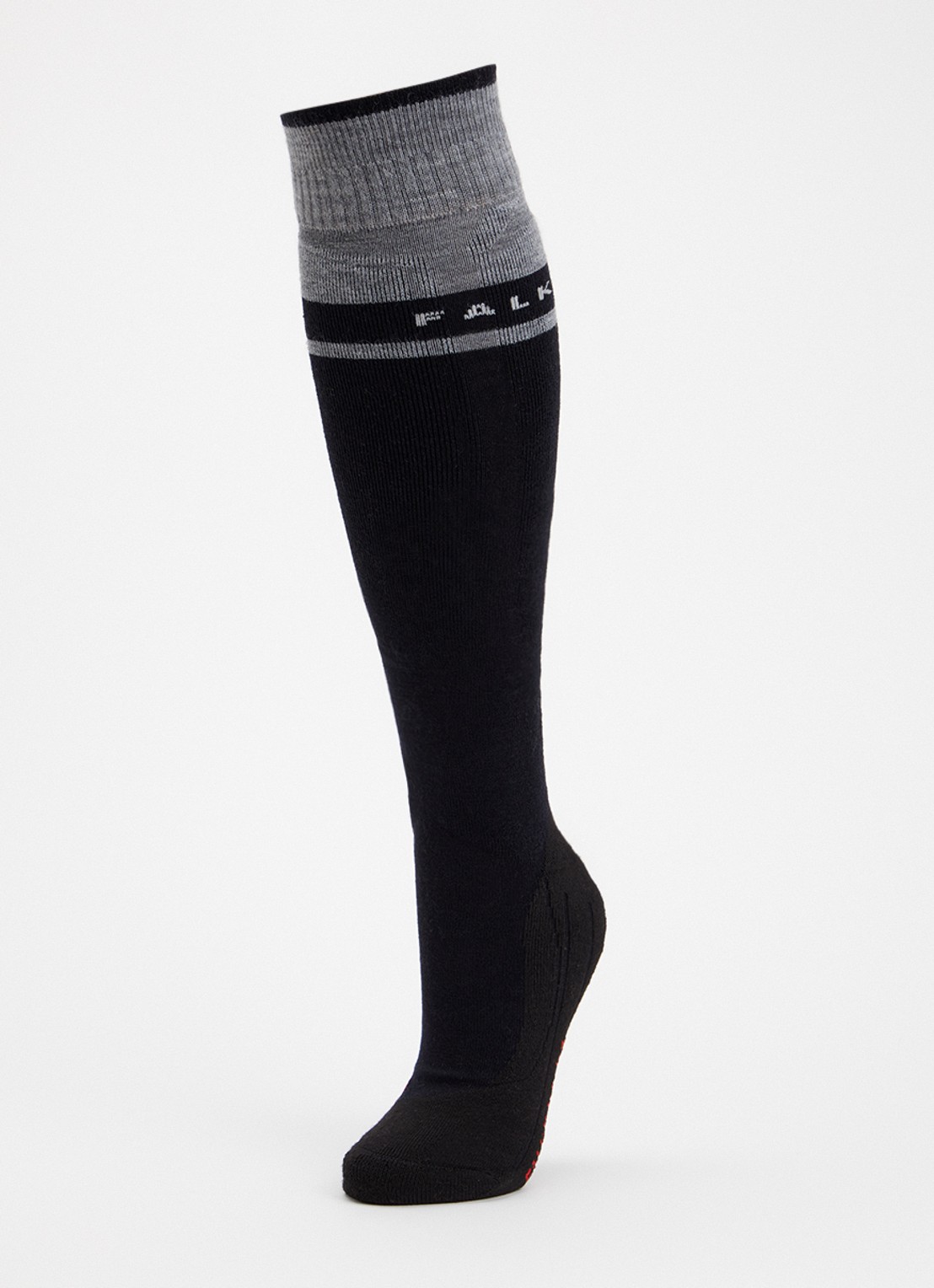 Falke Sk4 Intermediate skisokken in scheerwolblend - detail 3 zwart