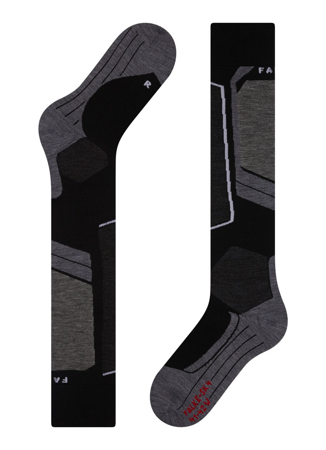 Falke SK4 skisokken in wolblend - detail 2 zwart