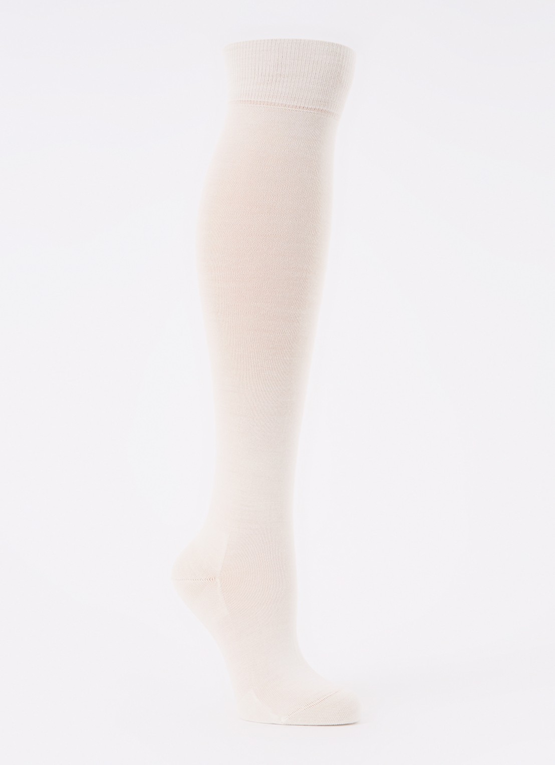Falke Softmerino kniekousen in scheerwolblend - voorkant gebroken wit