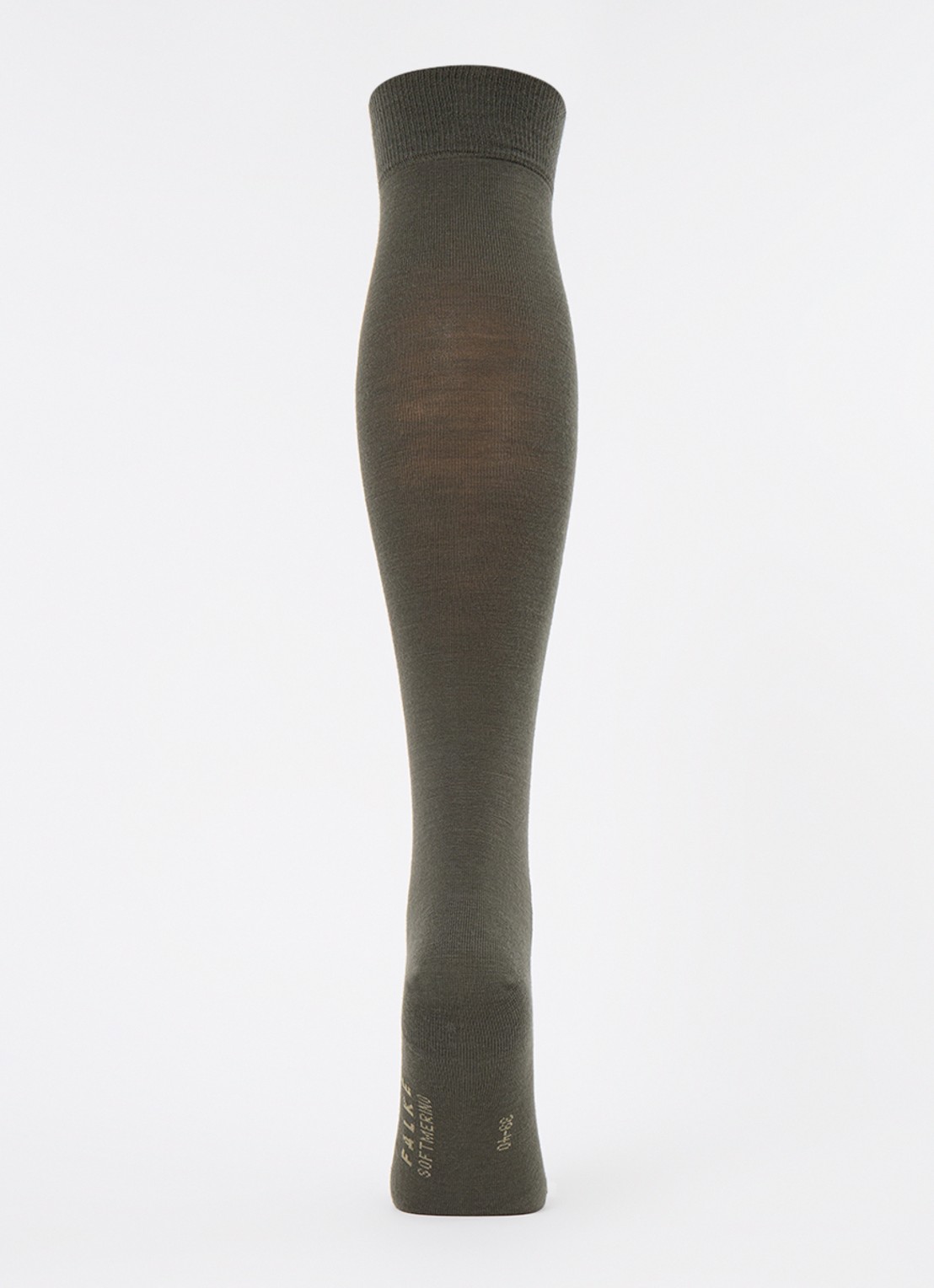 Falke Softmerino kniekousen in scheerwolblend - voorkant 2 bronsgroen