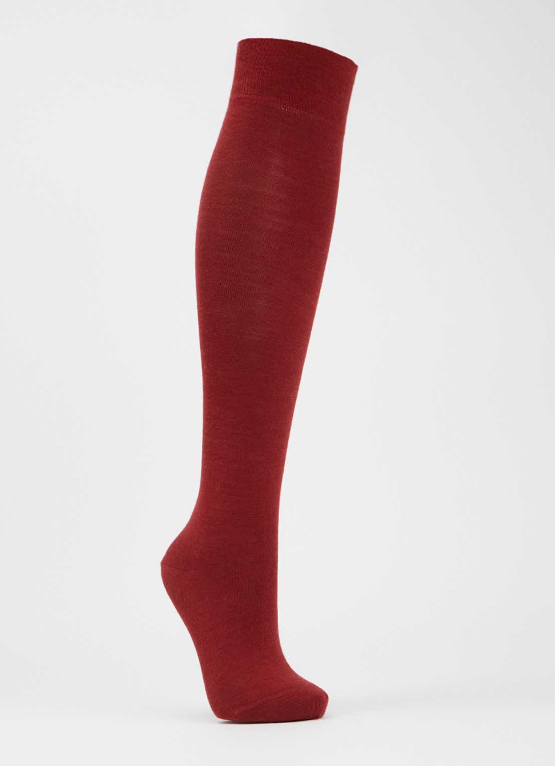 Falke Softmerino kniekousen in wolblend - voorkant rood