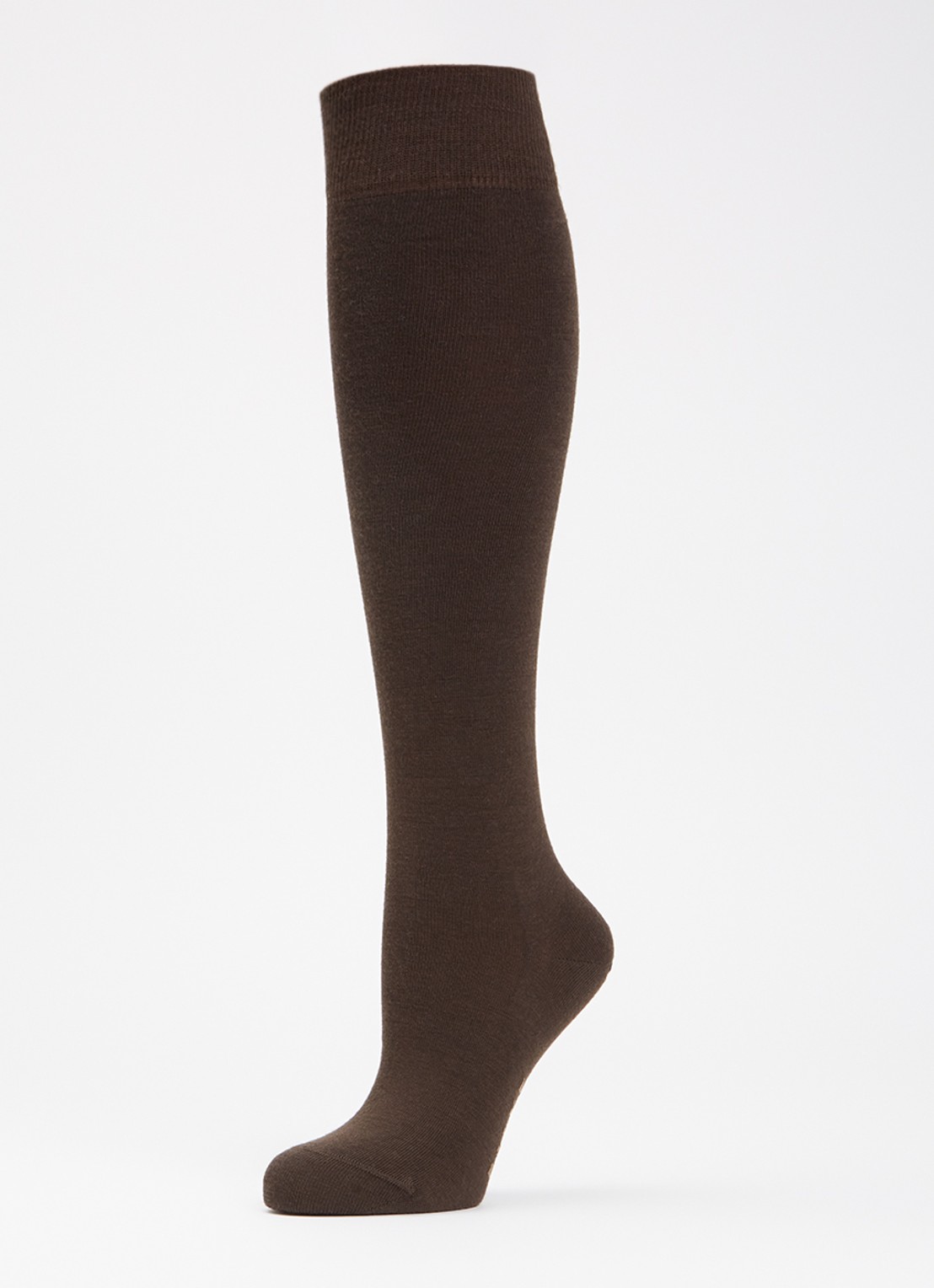 Falke Softmerino kniekousen in wolblend - detail 3 donkerbruin