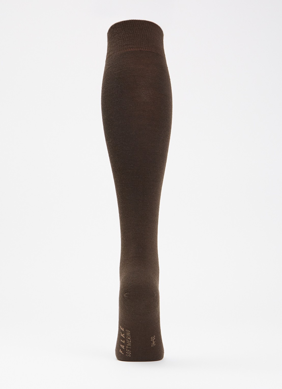 Falke Softmerino kniekousen in wolblend - voorkant 2 donkerbruin